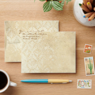 Vintage Distressed Aged Damask Envelopes