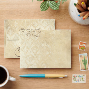 Vintage Distressed Aged Damask Envelopes