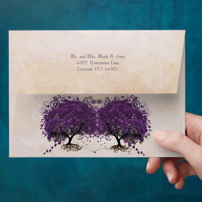 Vintage Distressed Aged Heart Leaf Damask Envelope (Hand)