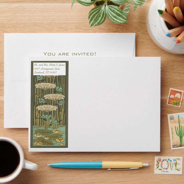 Vintage Distressed Aged LilyPad Damask Envelopes (Desk)