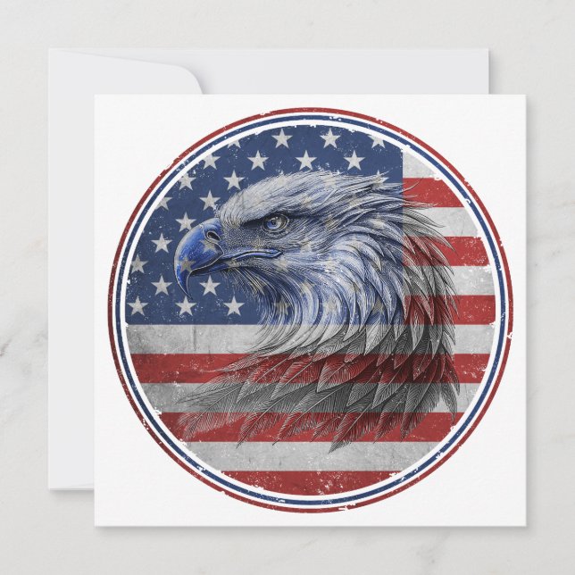 Vintage Distressed American Flag Eagle  Invitation (Front)