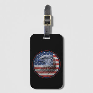 Vintage Distressed American Flag Eagle Luggage Tag