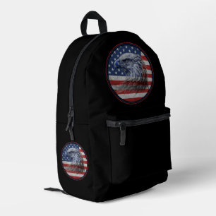 Vintage Distressed American Flag Eagle  Printed Backpack
