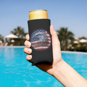 Vintage Distressed American Flag Eagle Seltzer Can Cooler
