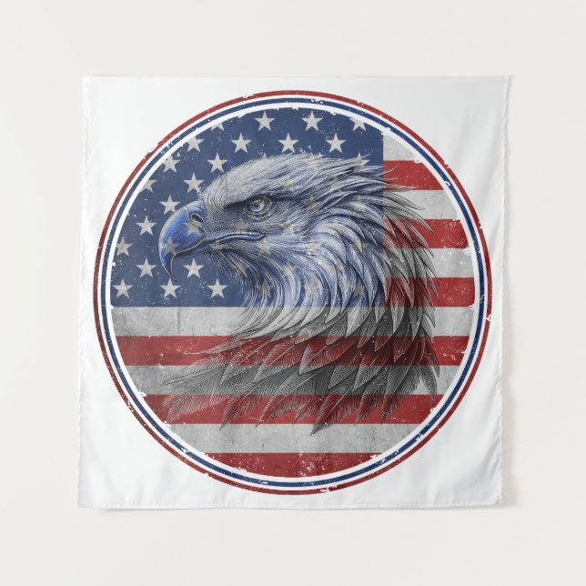 Vintage Distressed American Flag Eagle  Tapestry (Front)