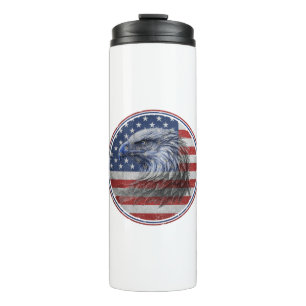 Vintage Distressed American Flag Eagle  Thermal Tumbler
