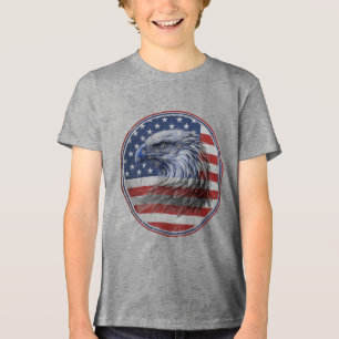 Vintage Distressed American Flag Eagle  Tri-Blend Shirt