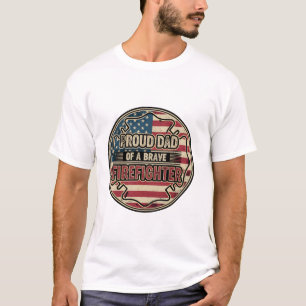 Vintage Distressed American Flag Firefighter Dad T-Shirt
