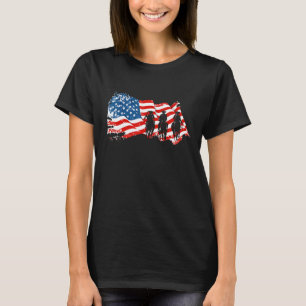 Vintage Distressed American Flag Horse Riding T-Shirt