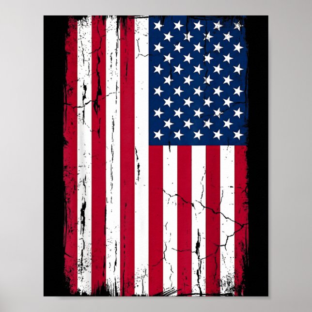 Vintage Distressed American Flag Poster (Front)