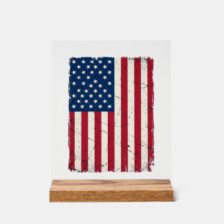 Vintage Distressed American Flag Vector Shirt Desi Acrylic Sign