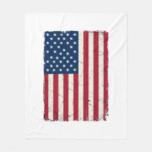 Vintage Distressed American Flag Vector Shirt Desi Fleece Blanket