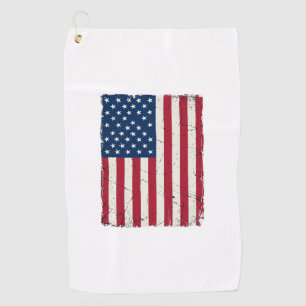 Vintage Distressed American Flag Vector Shirt Desi Golf Towel