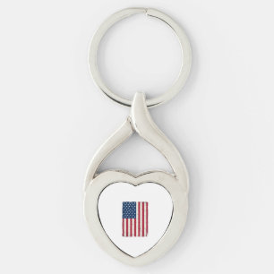 Vintage Distressed American Flag Vector Shirt Desi Key Ring