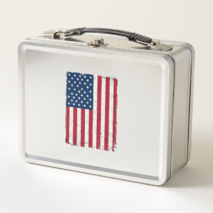 Vintage Distressed American Flag Vector Shirt Desi Metal Lunch Box