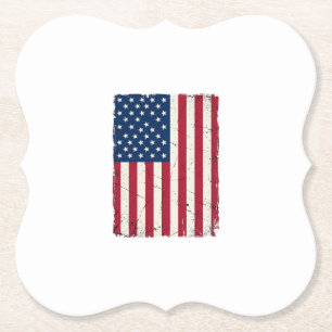 Vintage Distressed American Flag Vector Shirt Desi Paper Coaster
