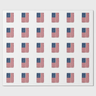 Vintage Distressed American Flag Vector Shirt Desi Wrapping Paper