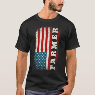 Vintage Distressed American US Flag Farming Patrio T-Shirt