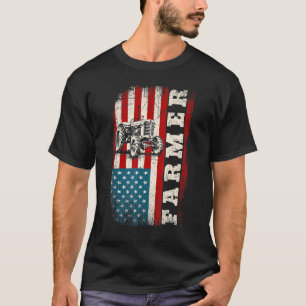 Vintage Distressed American US Flag Tractor Patrio T-Shirt
