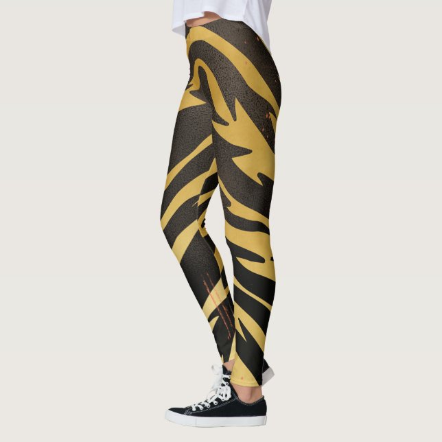 Vintage Distressed Animal Print Tiger Stripes Leggings (Left)
