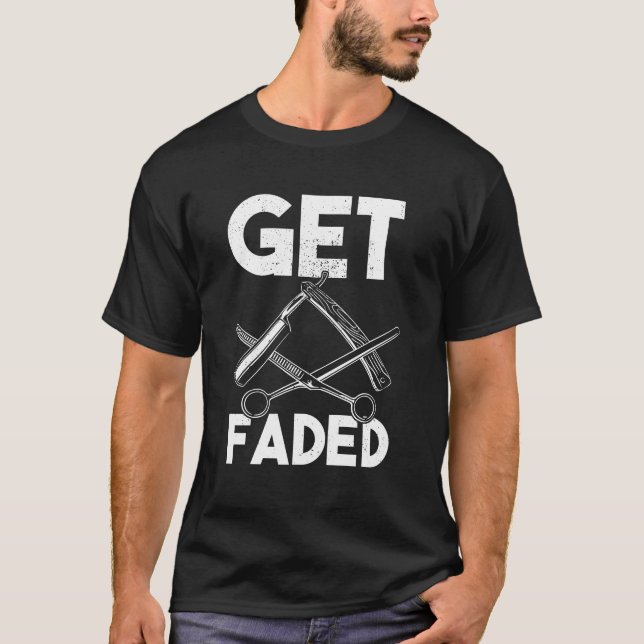 Vintage Distressed Barber Get Faded Clippers T-Shirt (Front)