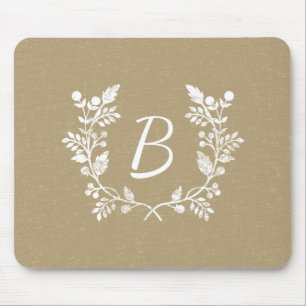 Vintage Distressed Beige White Wreath Custom Mouse Mat