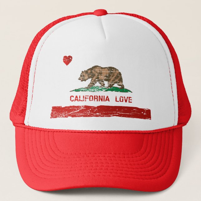 Vintage Distressed California Love State Flag Hat (Front)