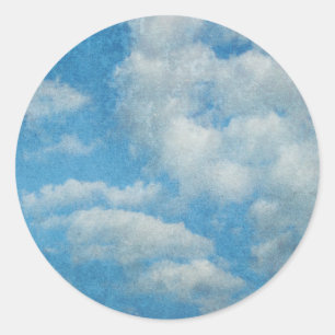 Vintage Distressed Clouds Background Classic Round Sticker