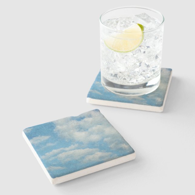 Vintage Distressed Clouds Background Stone Coaster (Side)