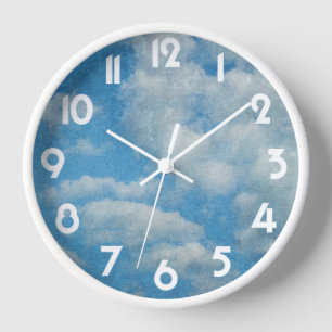 Vintage Distressed Clouds Background Wall Clock