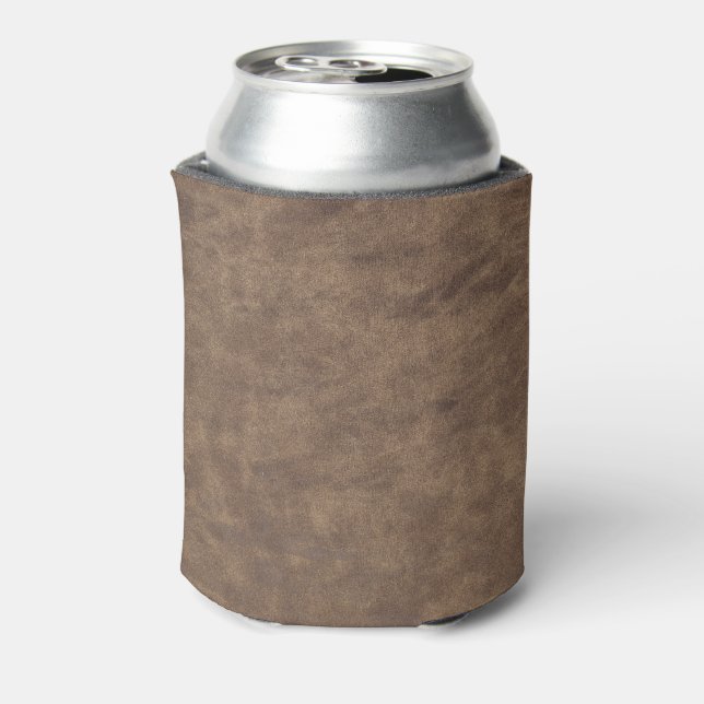 Vintage Distressed Cognac Leather Texture Can Cooler (Can Back)