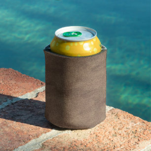 Vintage Distressed Cognac Leather Texture Can Cooler