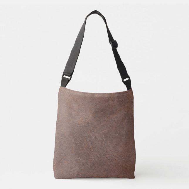 Vintage Distressed Cognac Leather Texture Crossbody Bag (Front)