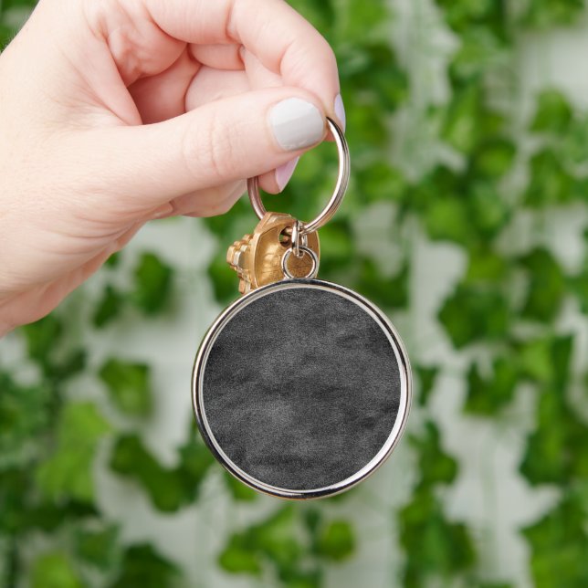 Vintage Distressed Cognac Leather Texture Key Ring (Hand)