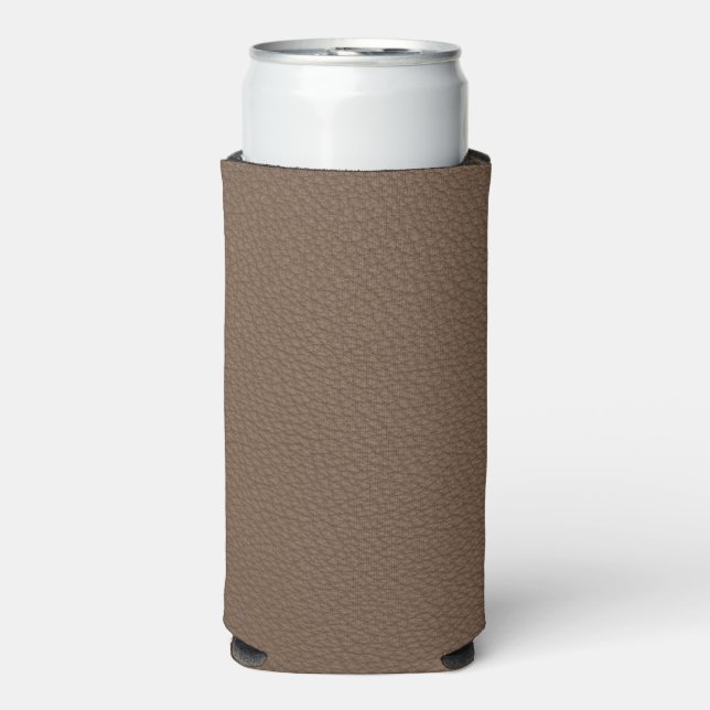 Vintage Distressed Cognac Leather Texture Seltzer Can Cooler (Seltzer Front)