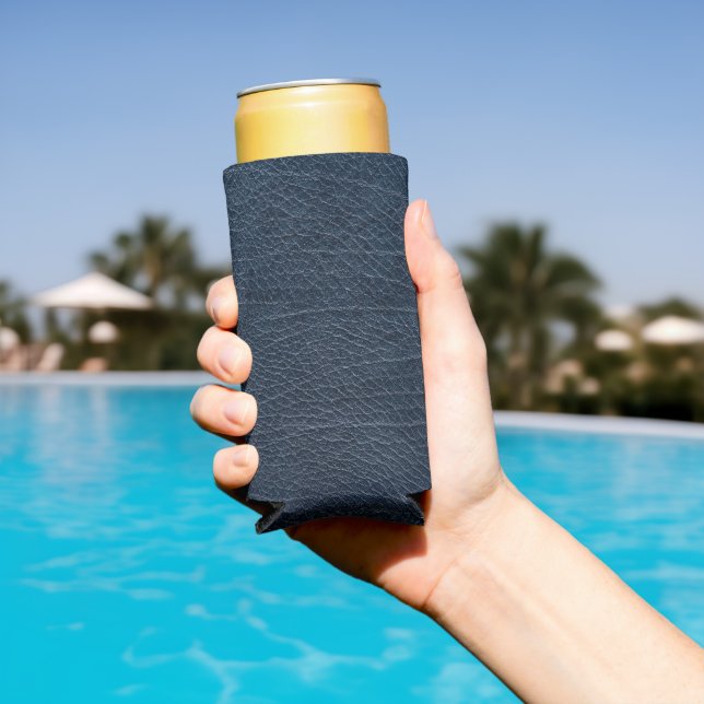 Vintage Distressed Cognac Leather Texture Seltzer Can Cooler (In Situ Pool)