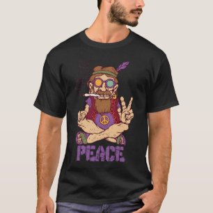 Vintage Distressed Design Man Peace Sign T-Shirt
