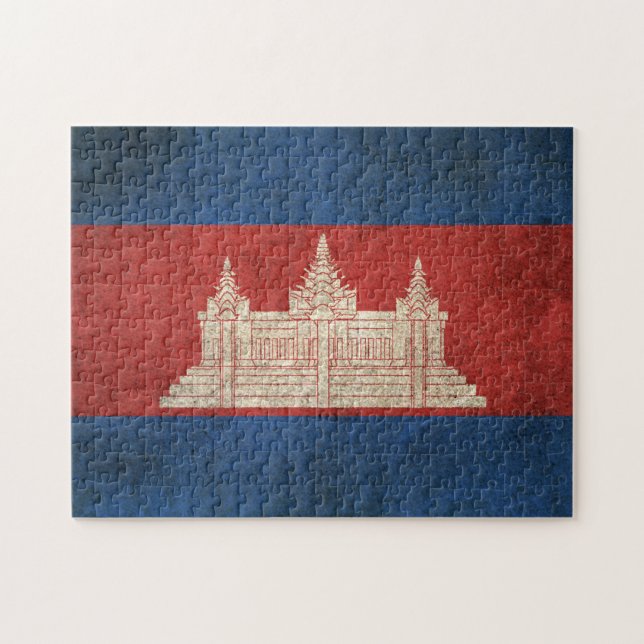 Vintage Distressed Flag of Cambodia Jigsaw Puzzle (Horizontal)