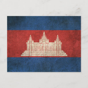 Vintage Distressed Flag of Cambodia Postcard