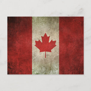 Vintage Distressed Flag of Canada Postcard