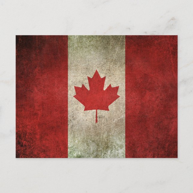 Vintage Distressed Flag of Canada Postcard (Front)