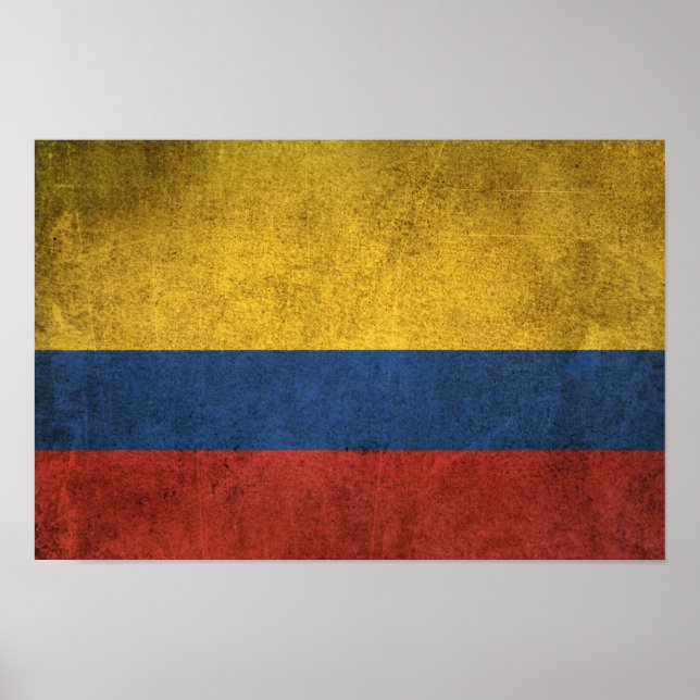 Vintage Distressed Flag of Colombia Poster (Front)