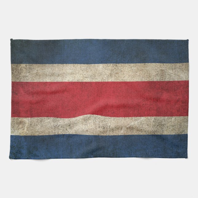 Vintage Distressed Flag of Costa Rica Tea Towel (Horizontal)