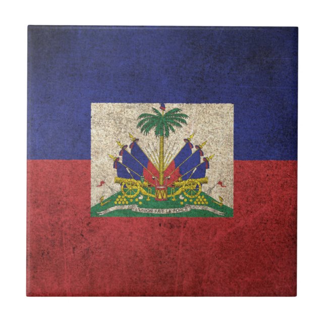 Vintage Distressed Flag of Haiti Tile (Front)