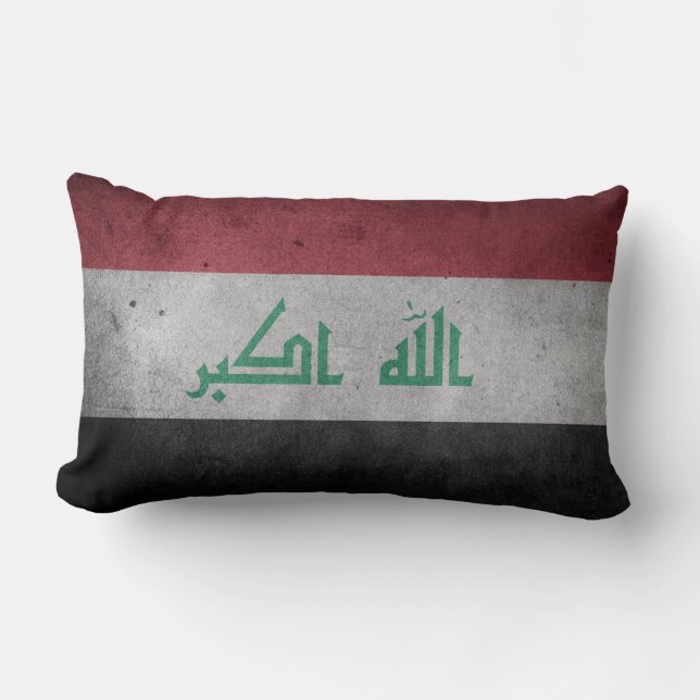 Vintage Distressed Flag of Iraq Lumbar Cushion (Front)