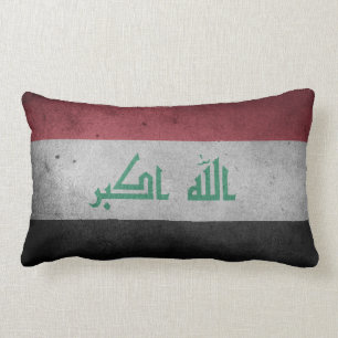 Vintage Distressed Flag of Iraq Lumbar Cushion