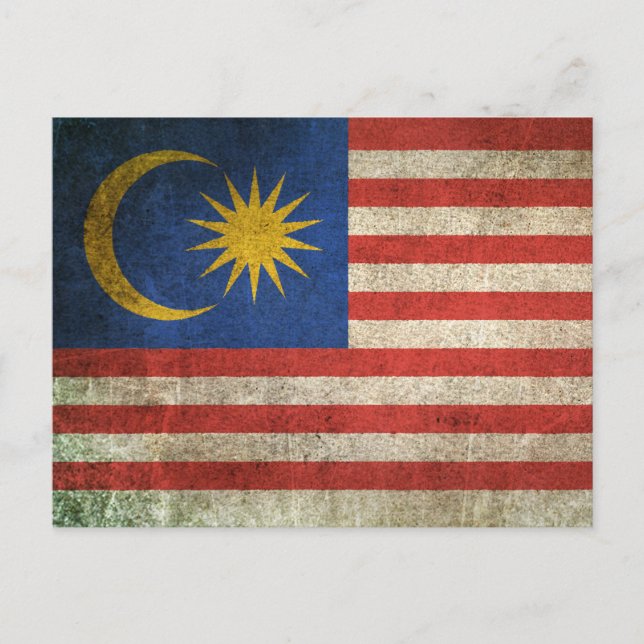 Vintage Distressed Flag of Malaysia Postcard (Front)
