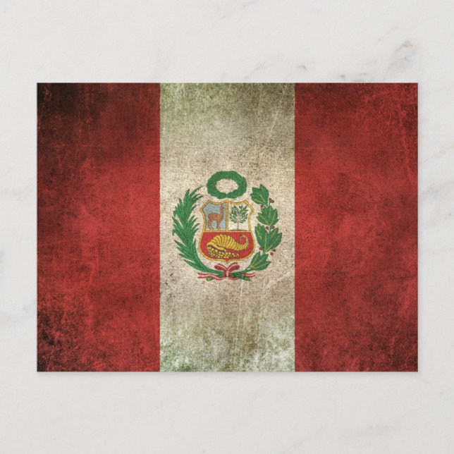 Vintage Distressed Flag of Peru Postcard (Front)