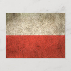 Vintage Distressed Flag of Poland Postcard