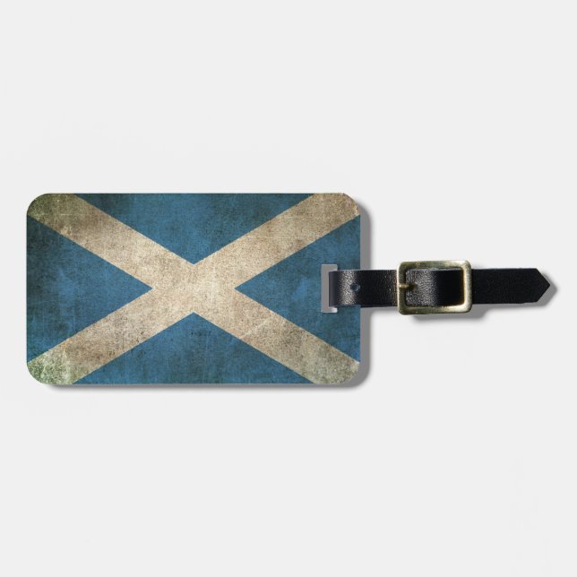 Vintage Distressed Flag of Scotland Luggage Tag (Front Horizontal)